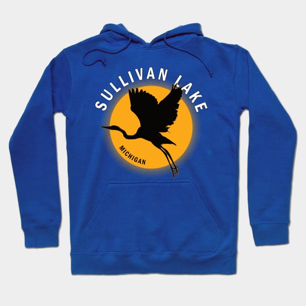 Sullivan Lake in Michigan Heron Sunrise Hoodie by BirdsEyeWorks